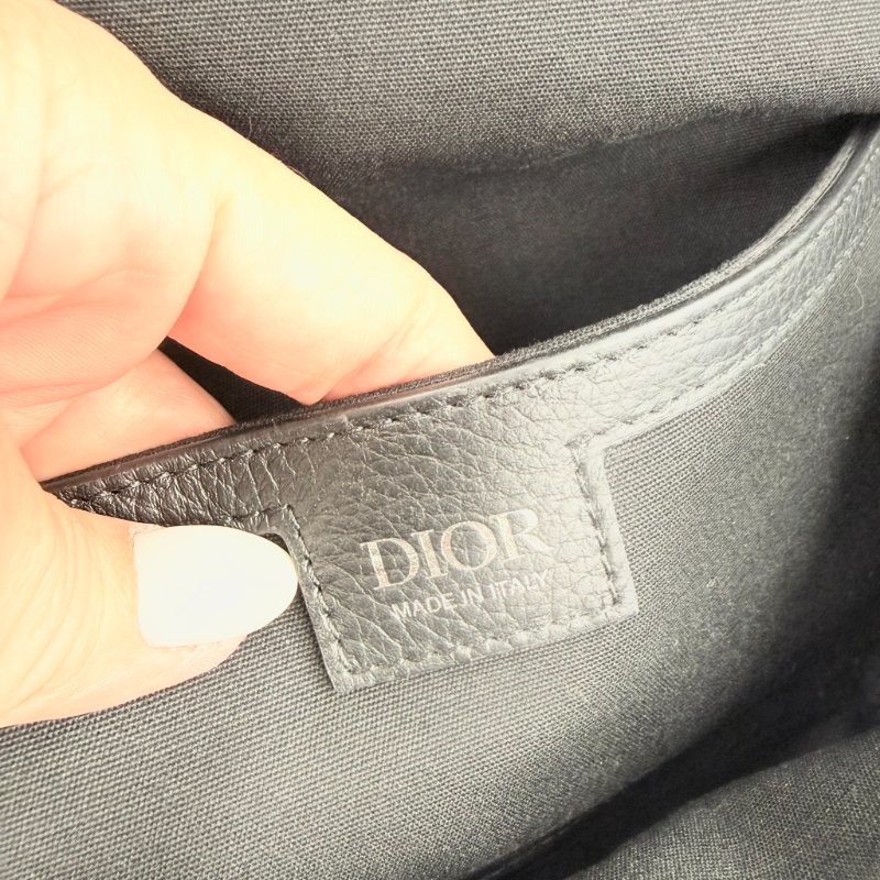 CHRISTIAN DIOR - 黑色牛皮緹花Saddle腰包-22