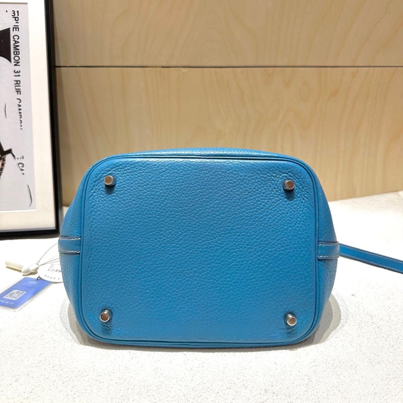 Hermes 愛馬仕 picotin22 菜籃子 藍色,銀扣,手提包 框H刻 TC皮-2