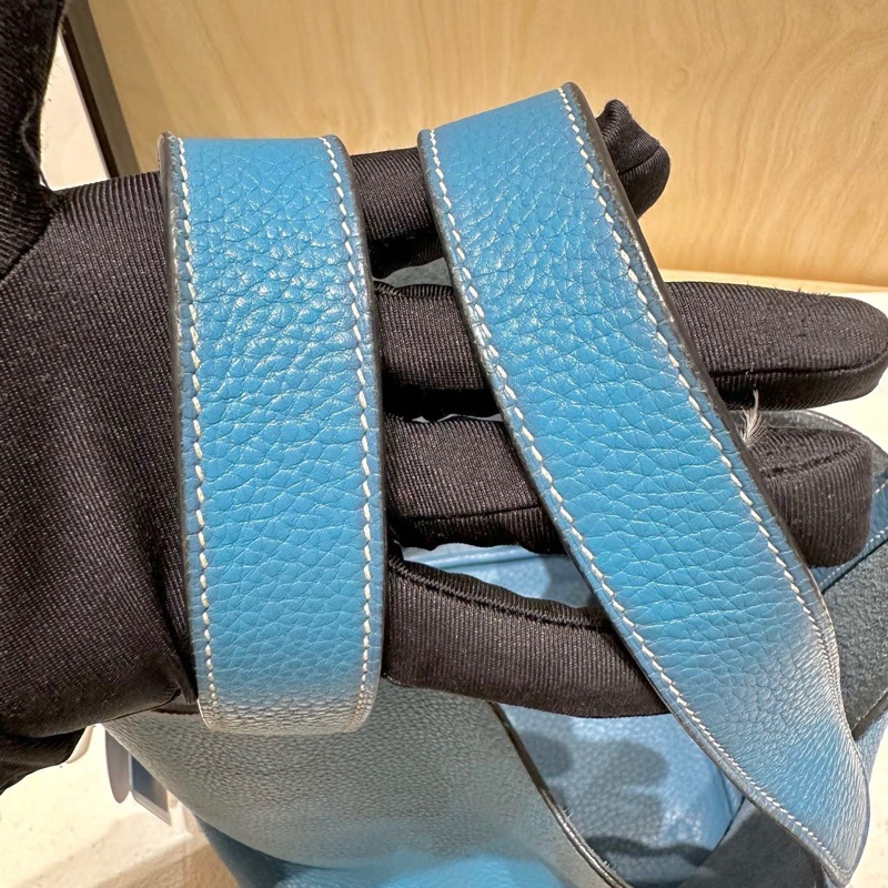 Hermes 愛馬仕 picotin22 菜籃子 藍色,銀扣,手提包 框H刻 TC皮-3