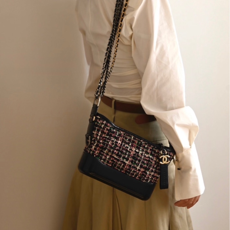 「JL精品代購」98新 Chanel香奈兒 Gabrielle 編織款小號流浪包-2
