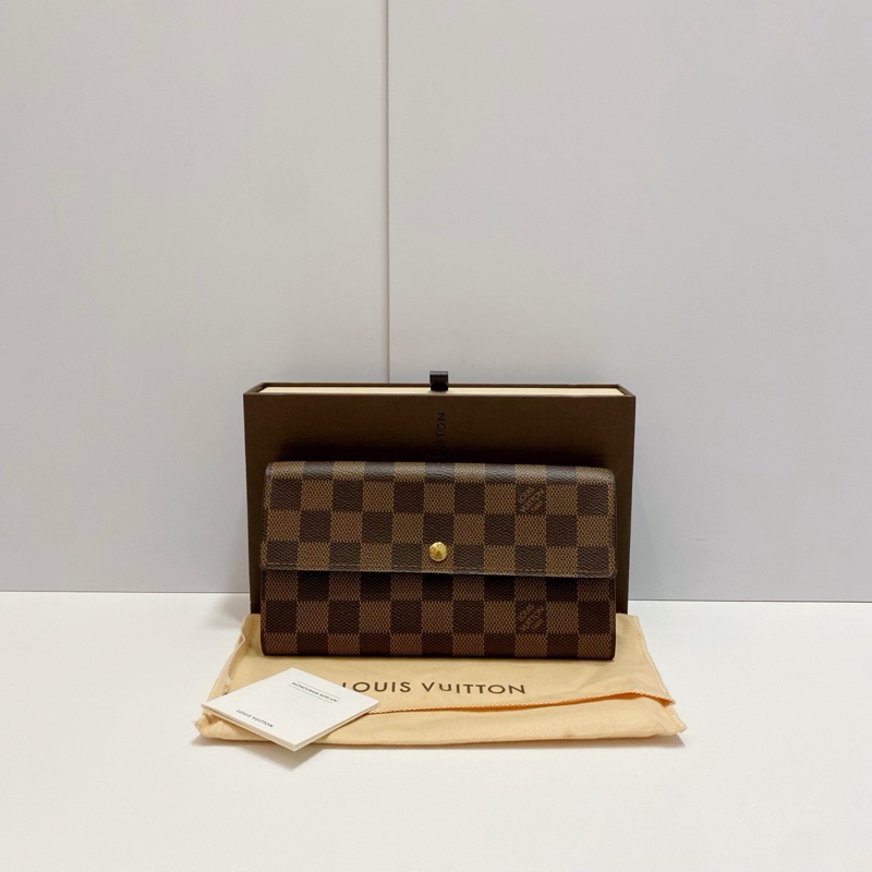 LV 經典款棋盤格錢夾 長款錢包 棕色內里 尺寸:19*10 附件:盒子 塵袋-0