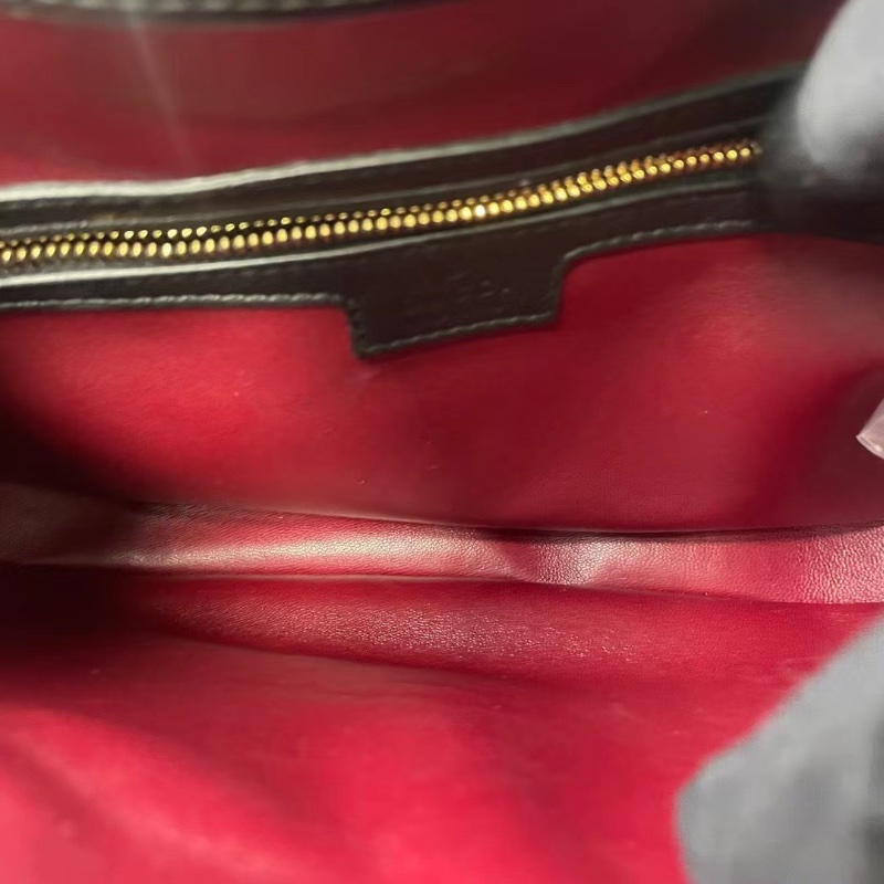 Gucci Jackie新版本黑色漆皮 肩背斜背包腋下包手拎包 金色鎖扣26*18*3.5 99新配件塵袋 盒子 肩帶-3