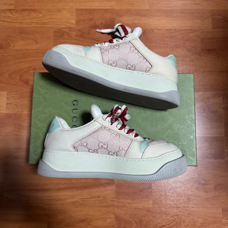 GUCCI小胖丁古馳Screene 髒髒鞋 粉米色 37碼-2