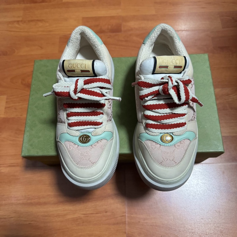 GUCCI小胖丁古馳Screene 髒髒鞋 粉米色 37碼-3