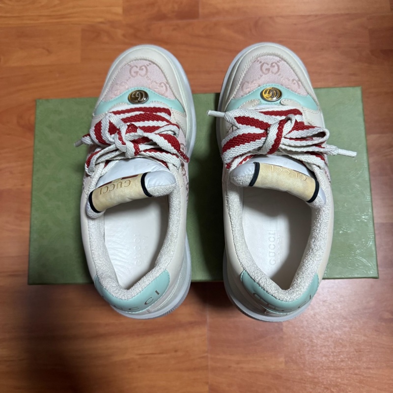 GUCCI小胖丁古馳Screene 髒髒鞋 粉米色 37碼-4