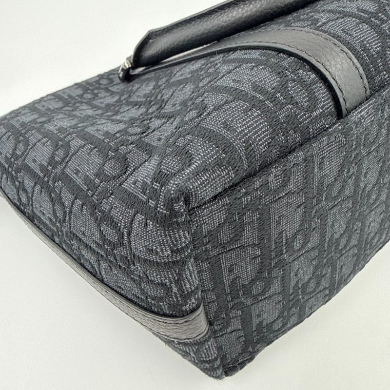 CHRISTIAN DIOR - 黑色牛皮銀釦緹花Weekender 25 包-7