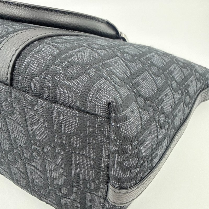 CHRISTIAN DIOR - 黑色牛皮銀釦緹花Weekender 25 包-8