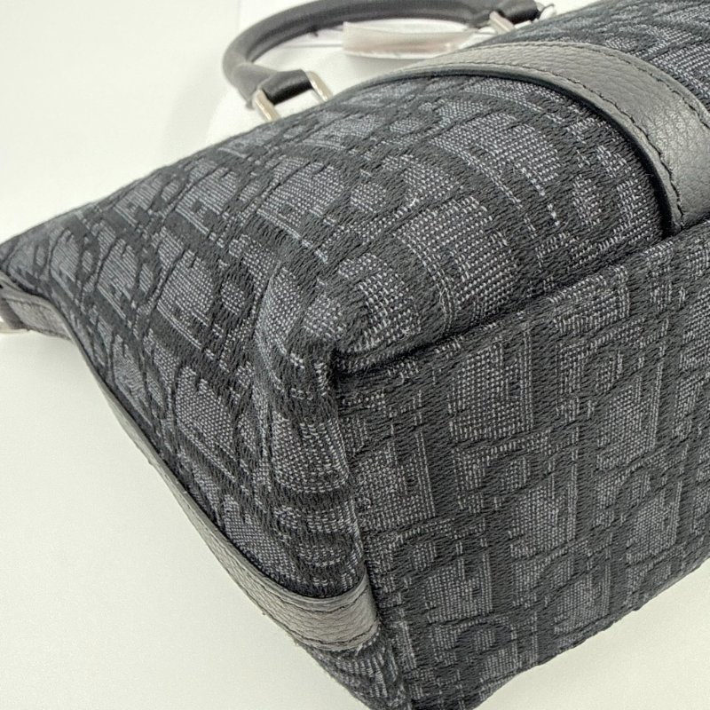 CHRISTIAN DIOR - 黑色牛皮銀釦緹花Weekender 25 包-9