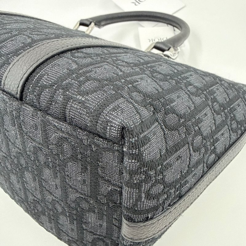 CHRISTIAN DIOR - 黑色牛皮銀釦緹花Weekender 25 包-10