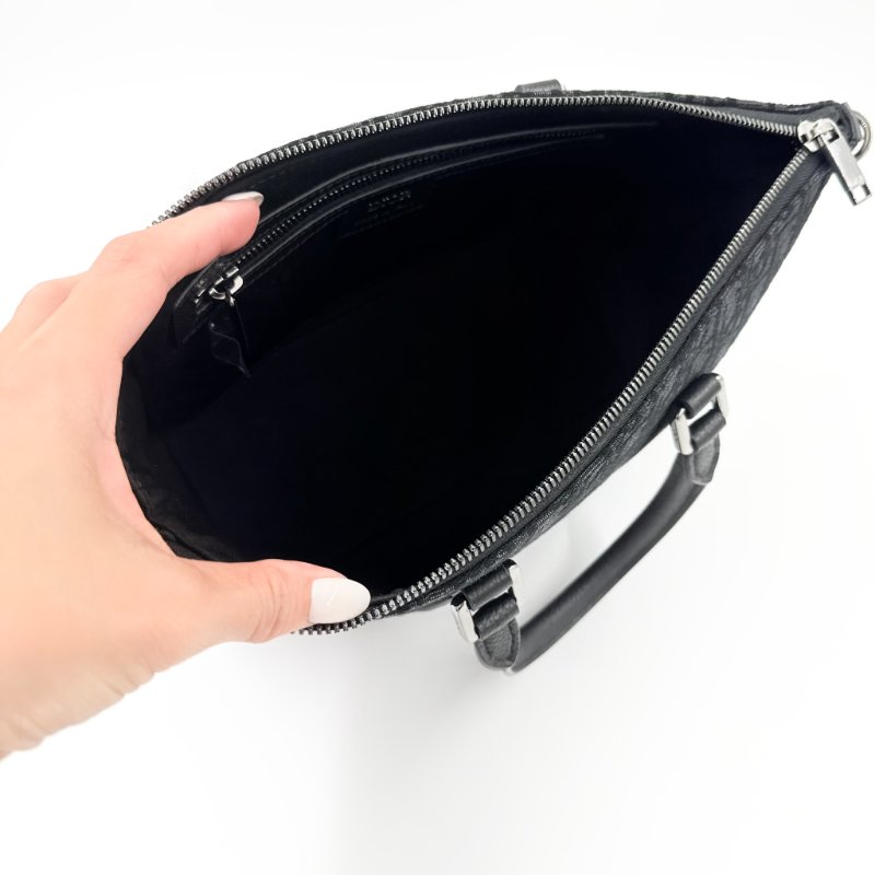 CHRISTIAN DIOR - 黑色牛皮銀釦緹花Weekender 25 包-11