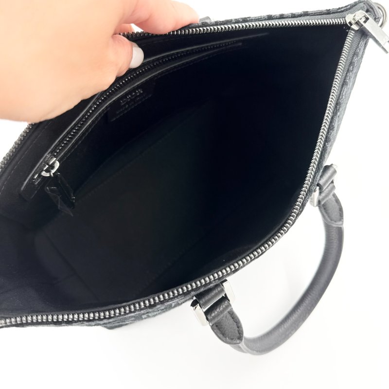 CHRISTIAN DIOR - 黑色牛皮銀釦緹花Weekender 25 包-12