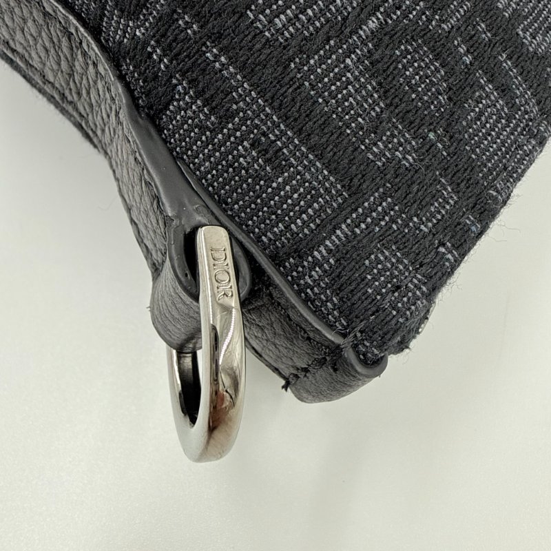 CHRISTIAN DIOR - 黑色牛皮銀釦緹花Weekender 25 包-15