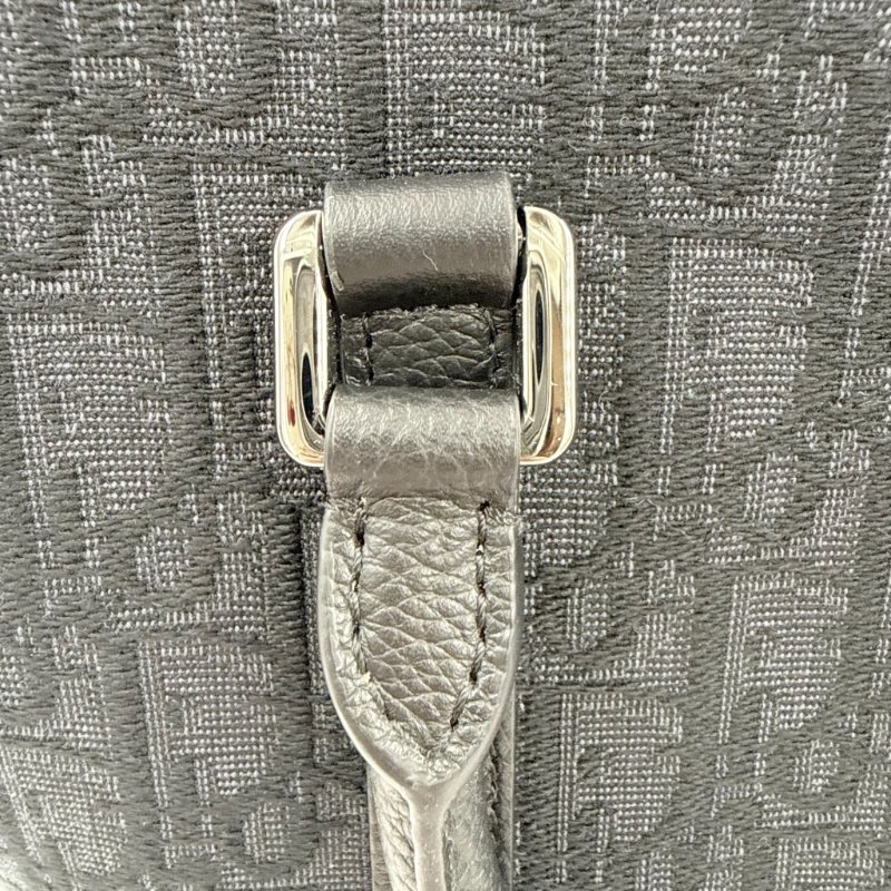 CHRISTIAN DIOR - 黑色牛皮銀釦緹花Weekender 25 包-16