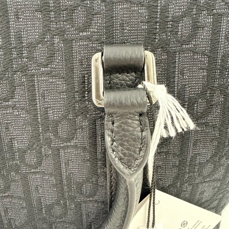 CHRISTIAN DIOR - 黑色牛皮銀釦緹花Weekender 25 包-19