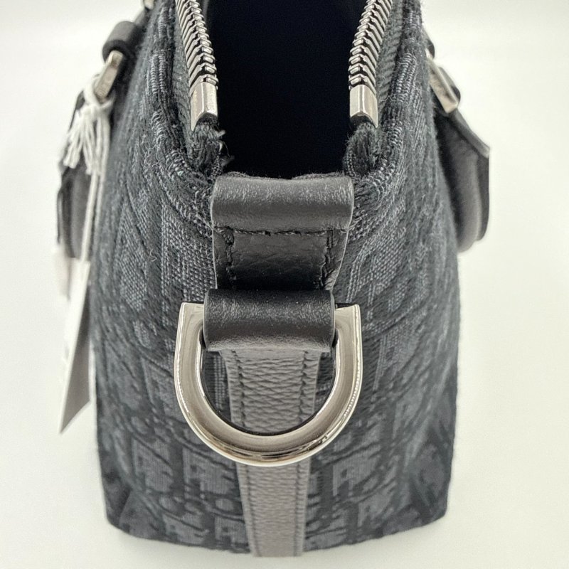 CHRISTIAN DIOR - 黑色牛皮銀釦緹花Weekender 25 包-21