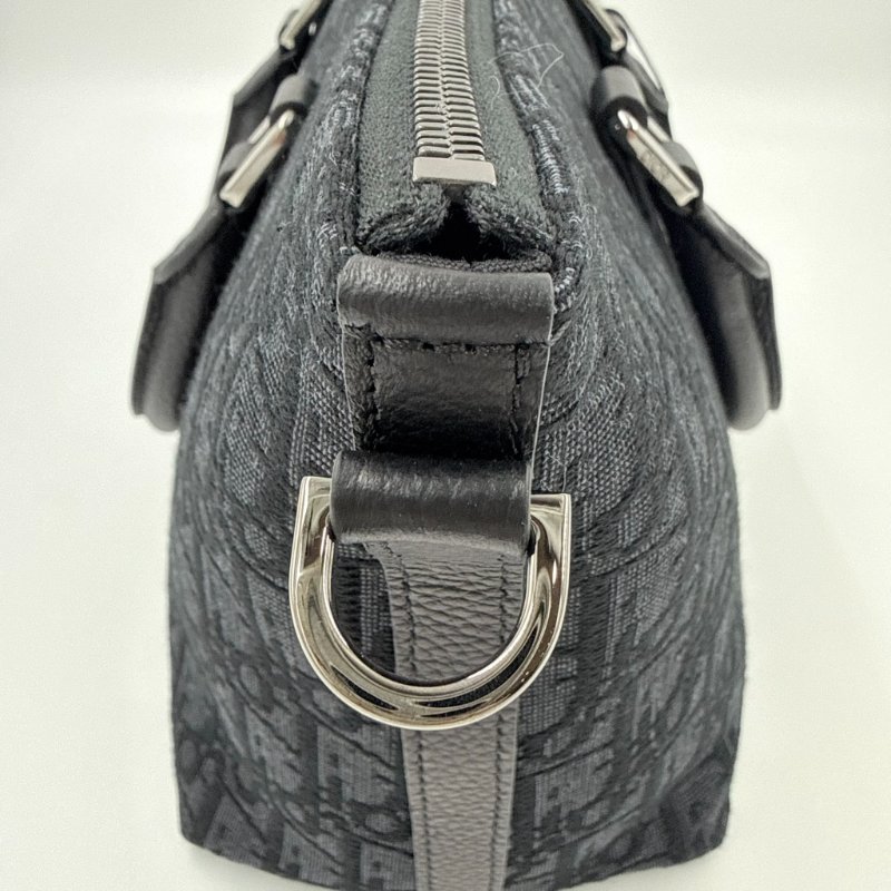 CHRISTIAN DIOR - 黑色牛皮銀釦緹花Weekender 25 包-22