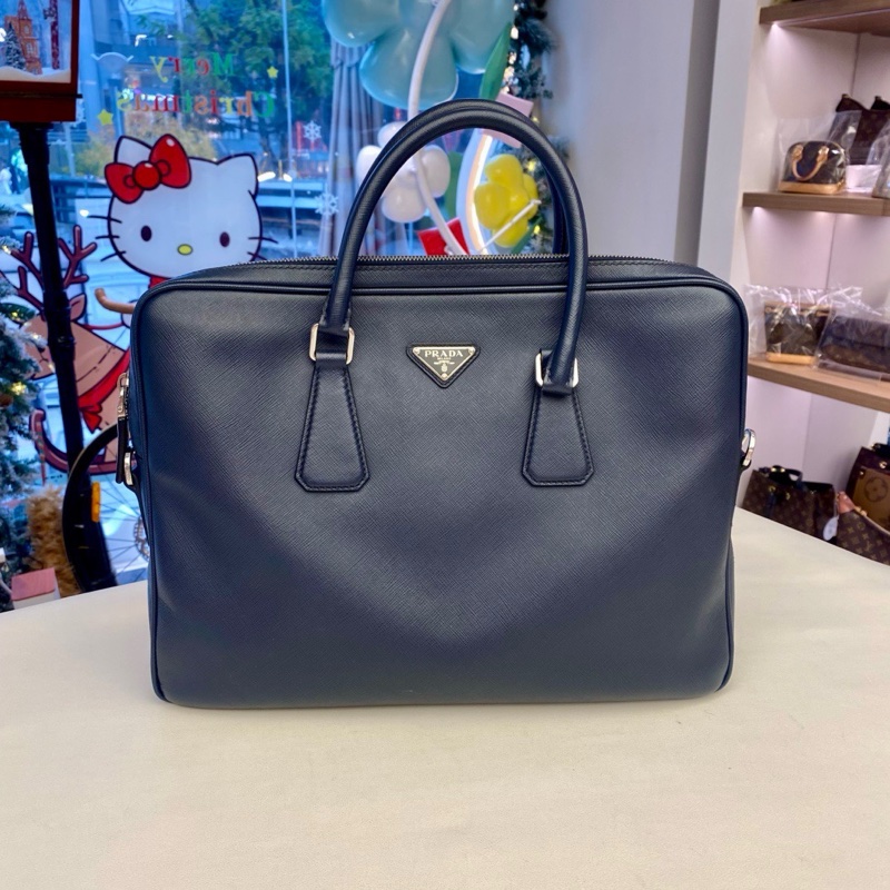 PRADA/普拉達 手提公文包 商務 皮革 尺寸：36*26*6 附件：無-0