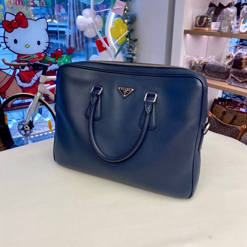PRADA/普拉達 手提公文包 商務 皮革 尺寸：36*26*6 附件：無-4