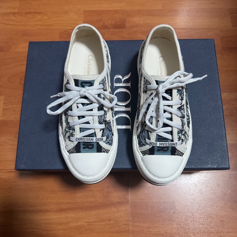 Dior迪奧蝴蝶刺繡低幫板鞋 Walk'n'Dior藍白色 37.5碼-3