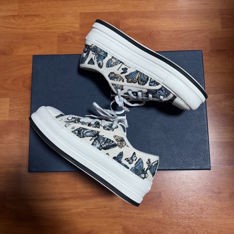 Dior迪奧蝴蝶刺繡低幫板鞋 Walk'n'Dior藍白色 37.5碼-8