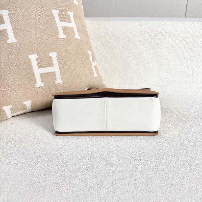 Celine Frame拼色豆腐包 棕色拼白 金扣25*16*10 98新配件塵袋-4