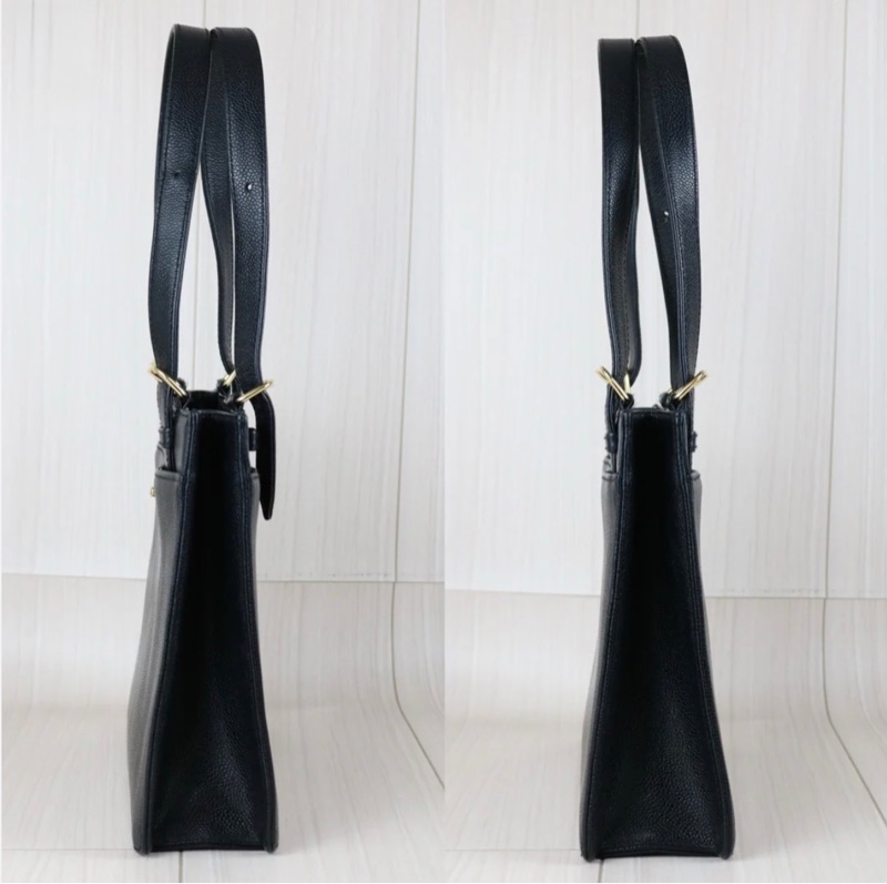 「JL精品代購」98新 Chanel 香奈兒黑金荔枝牛皮托特包-4