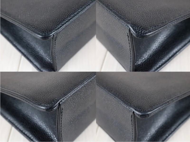 「JL精品代購」98新 Chanel 香奈兒黑金荔枝牛皮托特包-8