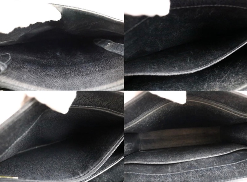 「JL精品代購」98新 Chanel 香奈兒黑金荔枝牛皮托特包-9