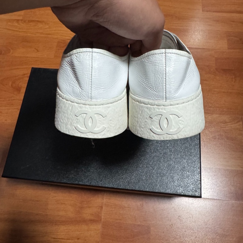 Chanel徽標大頭鞋香奈兒小白鞋 厚底松糕鞋 白色 36.5碼-4