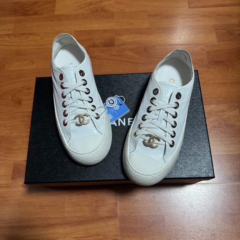 Chanel徽標大頭鞋香奈兒小白鞋 厚底松糕鞋 白色 36.5碼-7