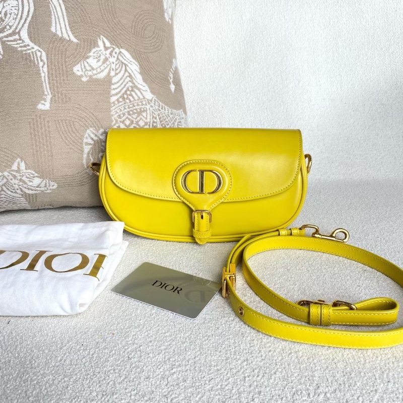 Dior Bobby新月包小號 黃色金扣 牛皮21*12*5 98新配件肩帶 塵袋-1