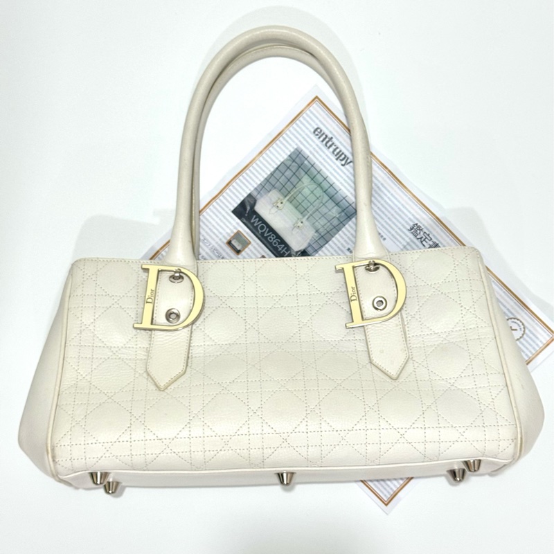 Christian Dior White Leather Handbag-1