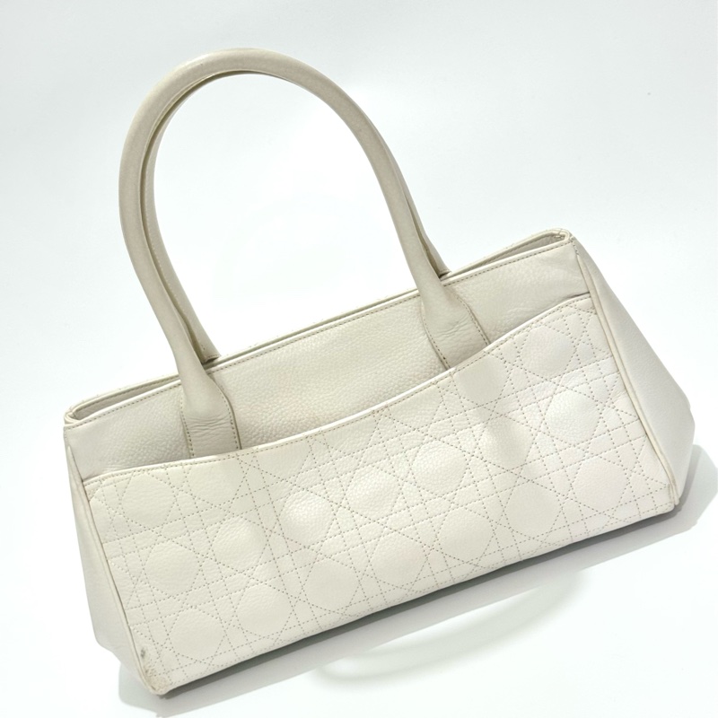 Christian Dior White Leather Handbag-4