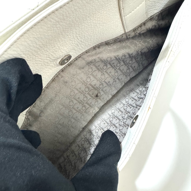 Christian Dior White Leather Handbag-10