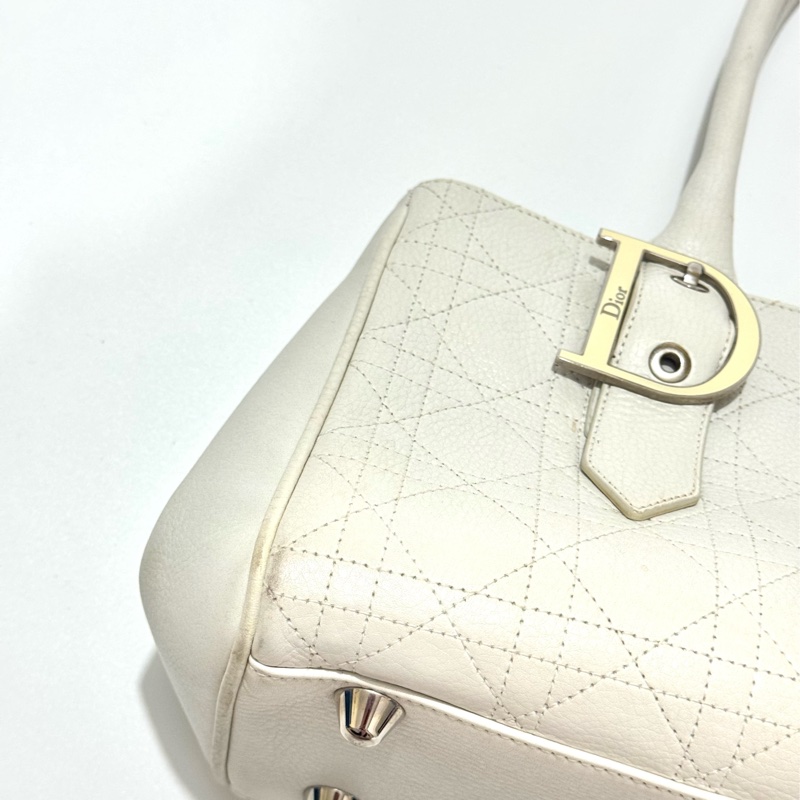Christian Dior White Leather Handbag-13