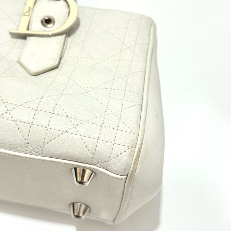 Christian Dior White Leather Handbag-14