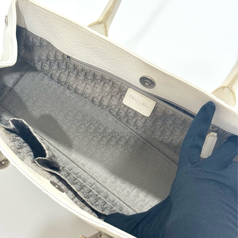 Christian Dior White Leather Handbag-19