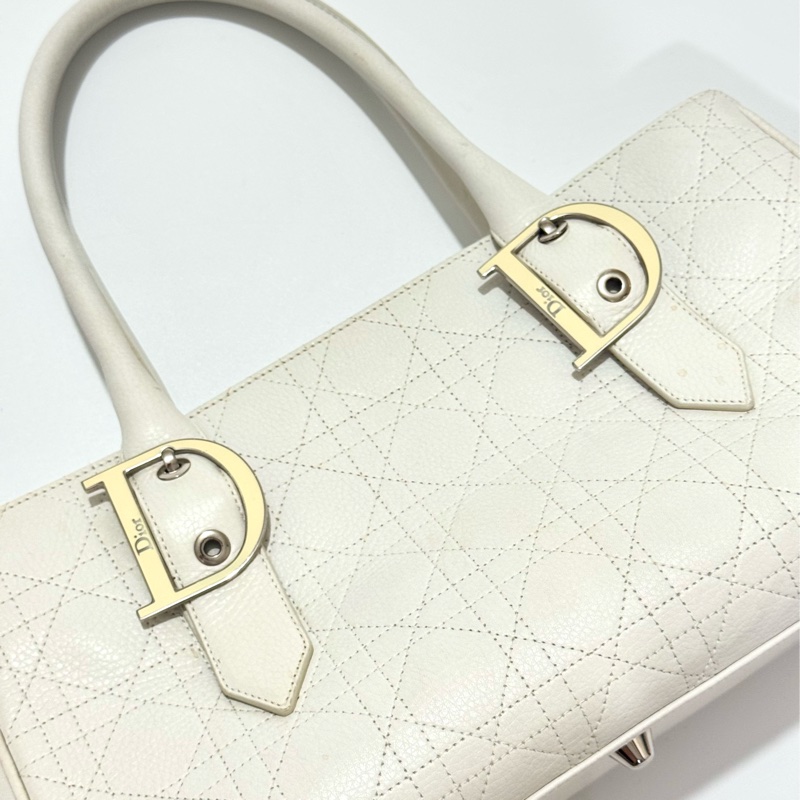 Christian Dior White Leather Handbag-23