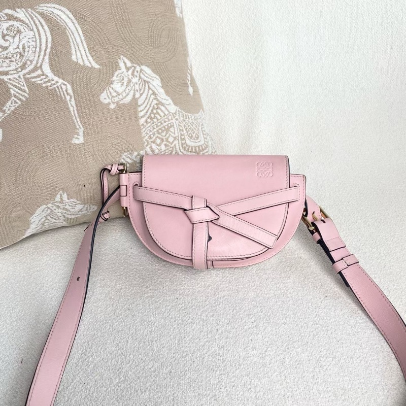 Loewe gate mini腰包 粉色牛皮21*12*8 98新配件塵袋-1