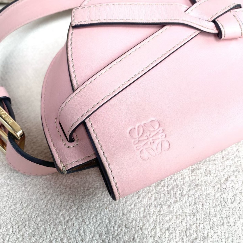 Loewe gate mini腰包 粉色牛皮21*12*8 98新配件塵袋-3