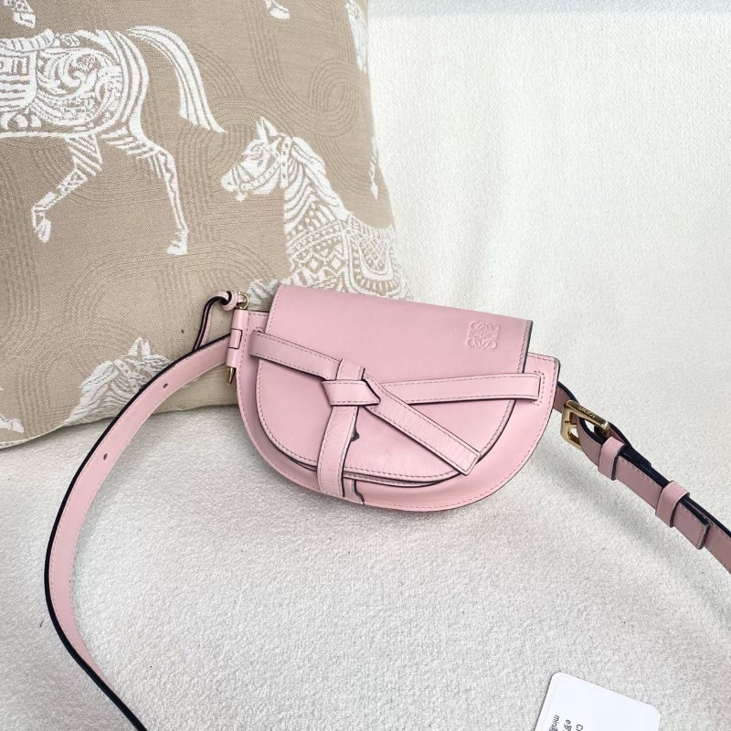 Loewe gate mini腰包 粉色牛皮21*12*8 98新配件塵袋-4