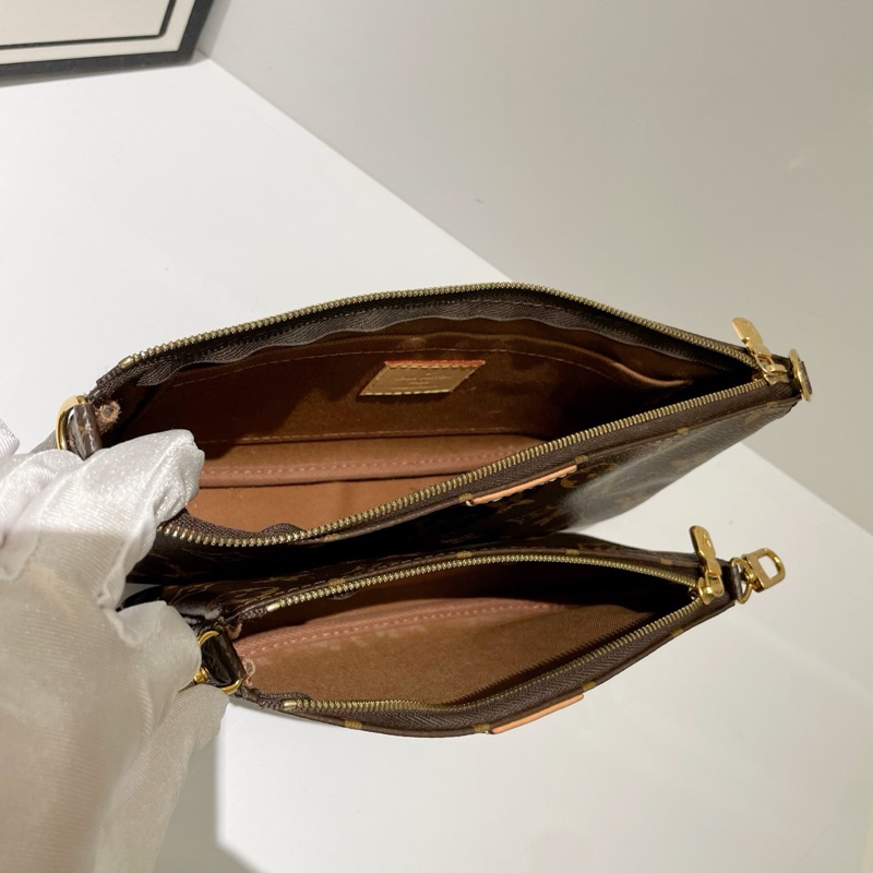 LV 路易威登 五合一 粉肩带麻将包 芯片款 多种背法 可拆卸尺寸：23*13-6