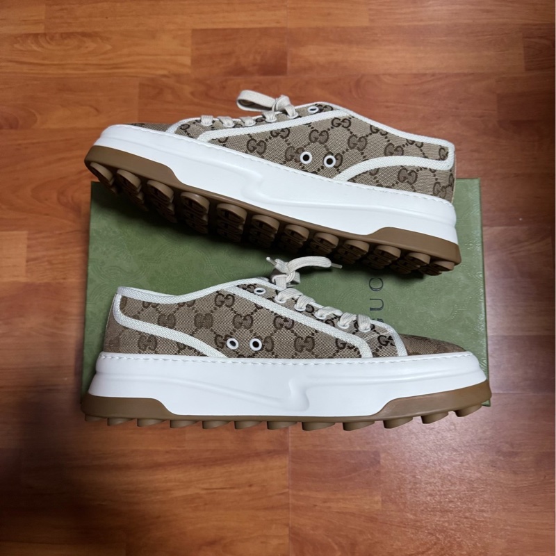 GUCCI古馳Interlocking 低幫時尚GG板鞋 男款 白棕 42碼-1
