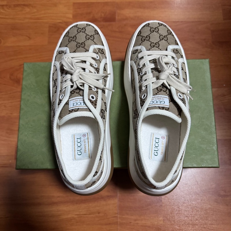 GUCCI古馳Interlocking 低幫時尚GG板鞋 男款 白棕 42碼-3