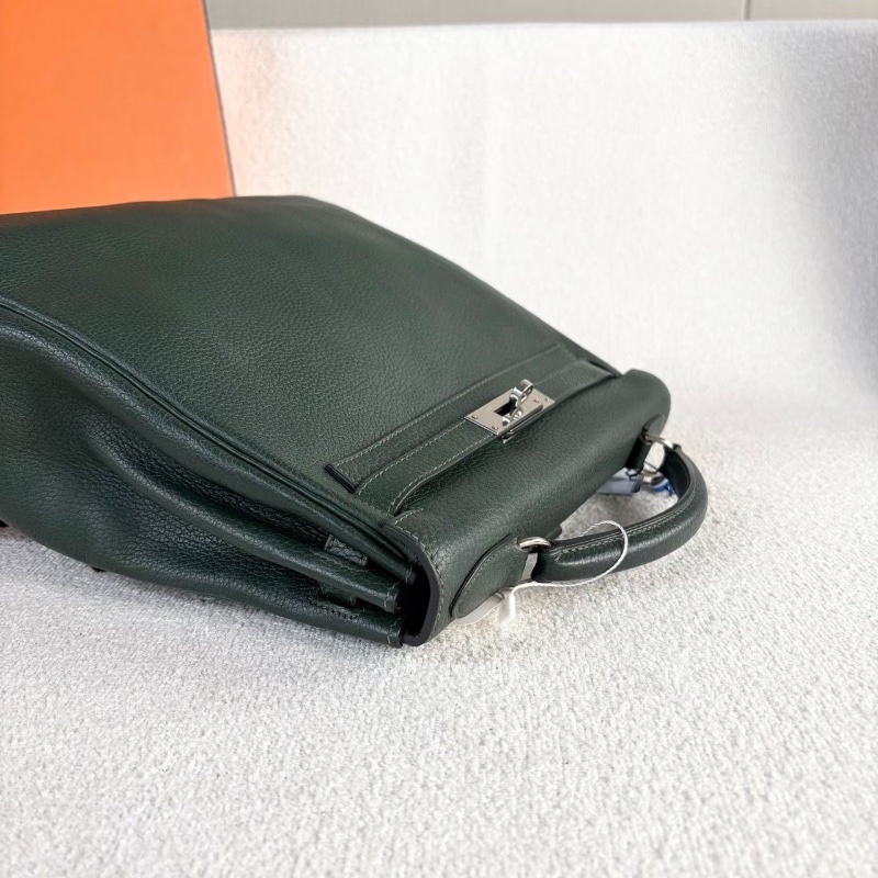 Hermes KellyAdo後背包 英國綠銀扣 togo皮27*29*10 98新配件塵袋盒子-2