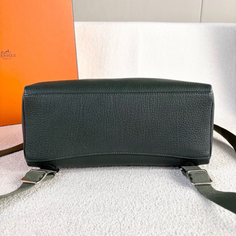 Hermes KellyAdo後背包 英國綠銀扣 togo皮27*29*10 98新配件塵袋盒子-4