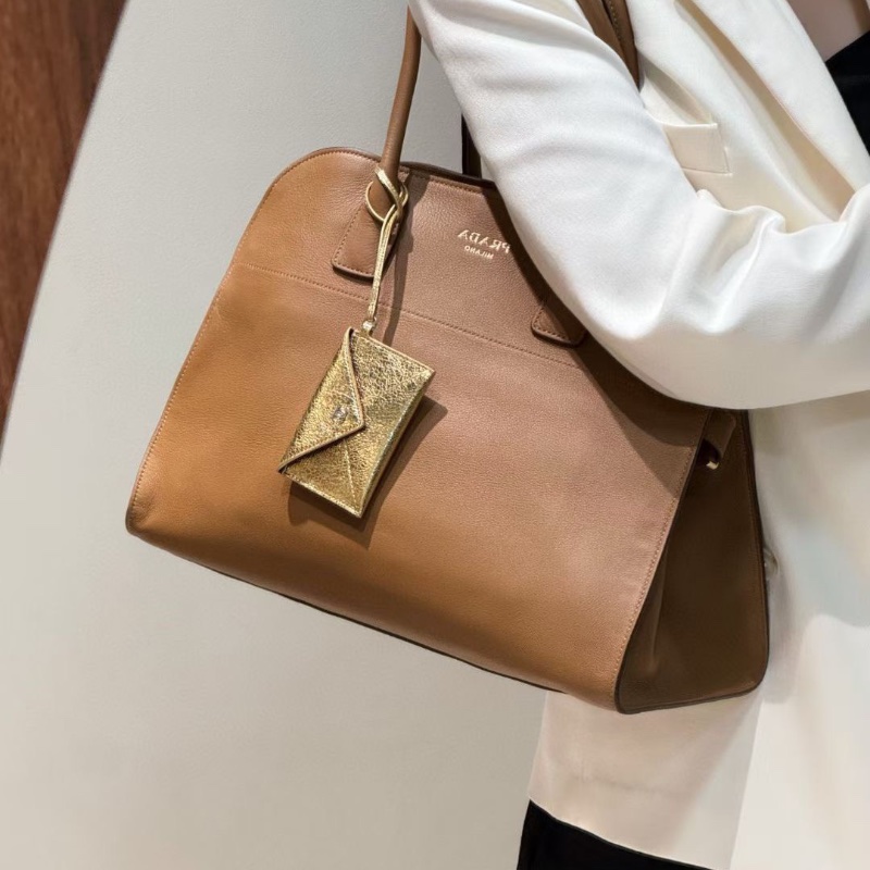 Prada 新款 大號 焦糖色 tote 38*19*28cm 98新配件塵袋-0