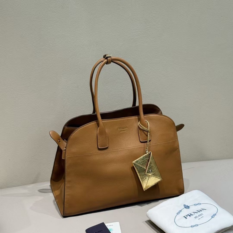 Prada 新款 大號 焦糖色 tote 38*19*28cm 98新配件塵袋-1