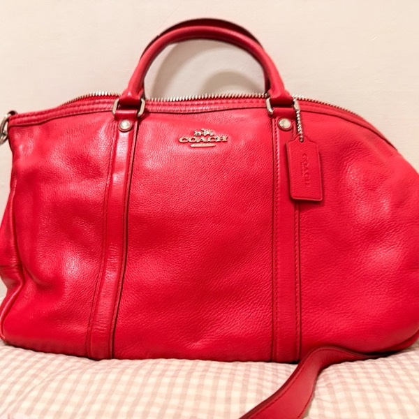 coach 紅色側背包-5