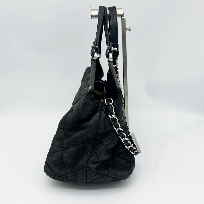 「JL精品代購」香奈兒黑色幻彩牛皮logo2way托特包-5